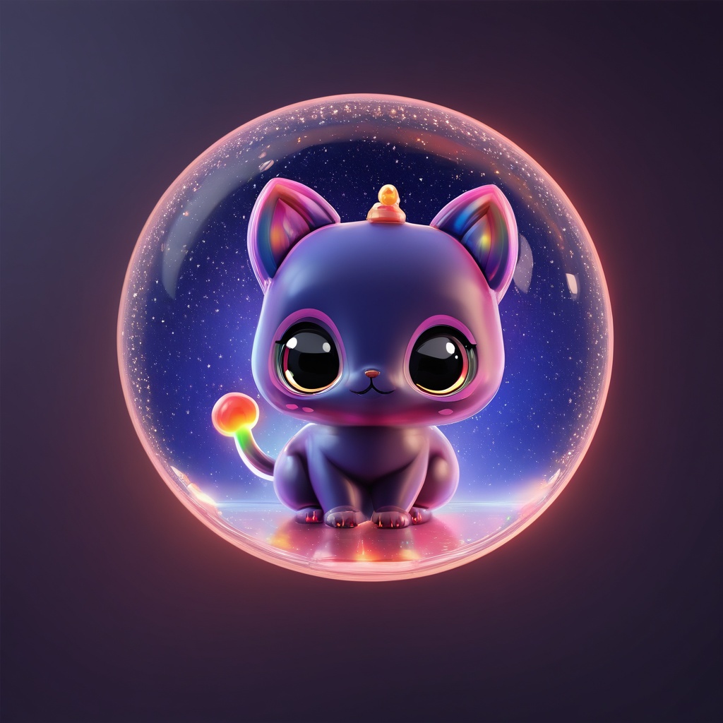 a kawaii chibi avatar of a cat,  detailed,  inside plastic circle on Tensor.Art
