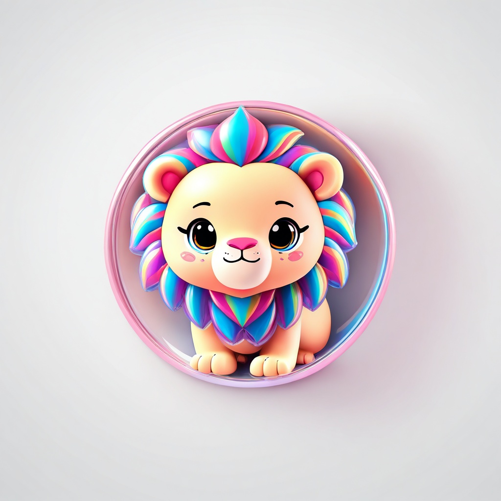 a kawaii chibi avatar of a lion,  detailed,  inside plastic circle on Tensor.Art