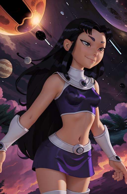 cartoon girl,  floating in outer space,  stars and planets on Tensor.Art