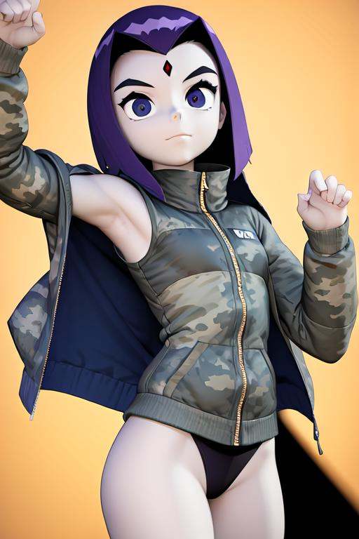 TFM_Raven,  forehead jewel,  camouflage jacket on Tensor.Art