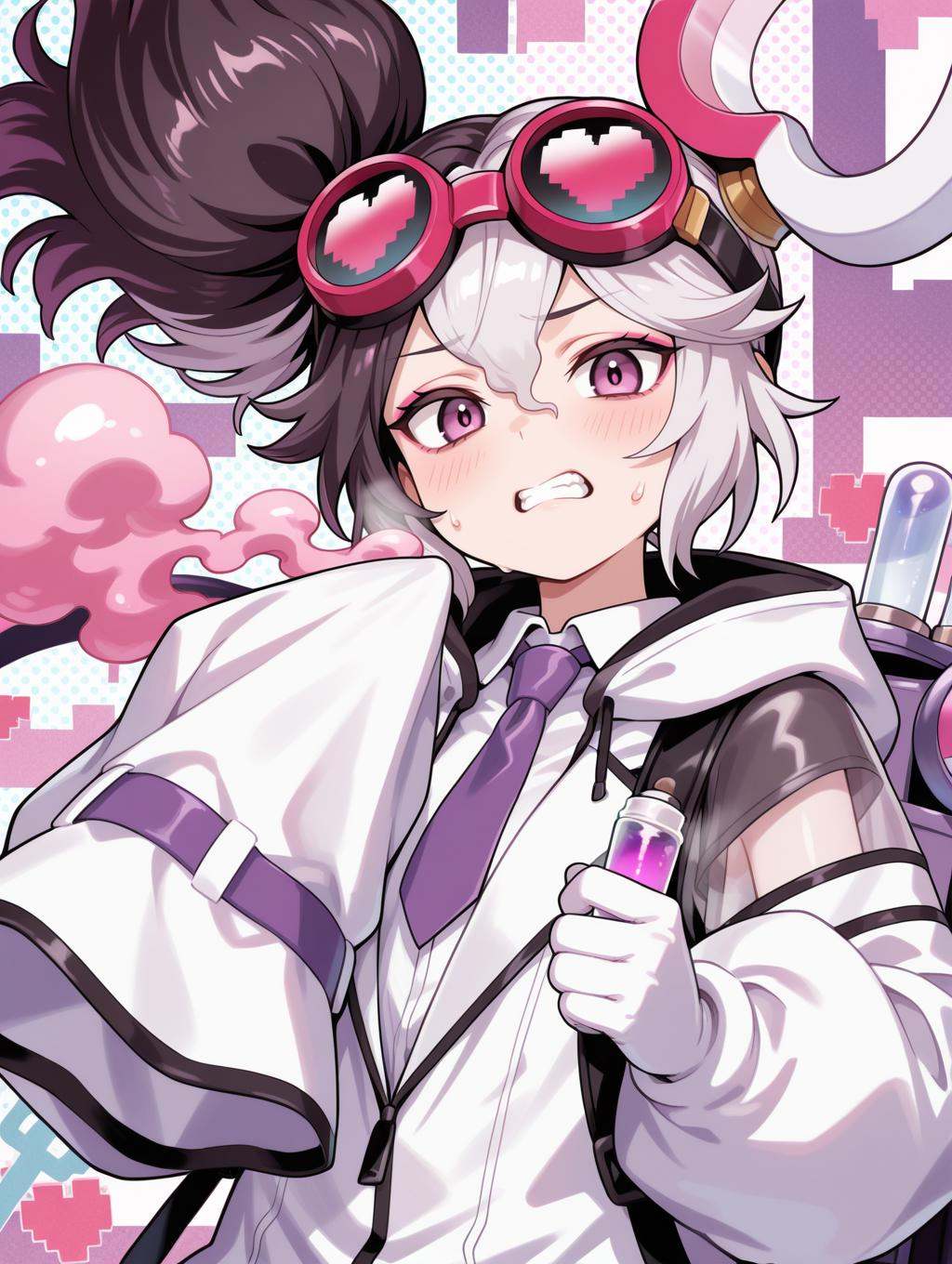 vanquish soul dr. mad love,  teeth,  holding test tube on Tensor.Art