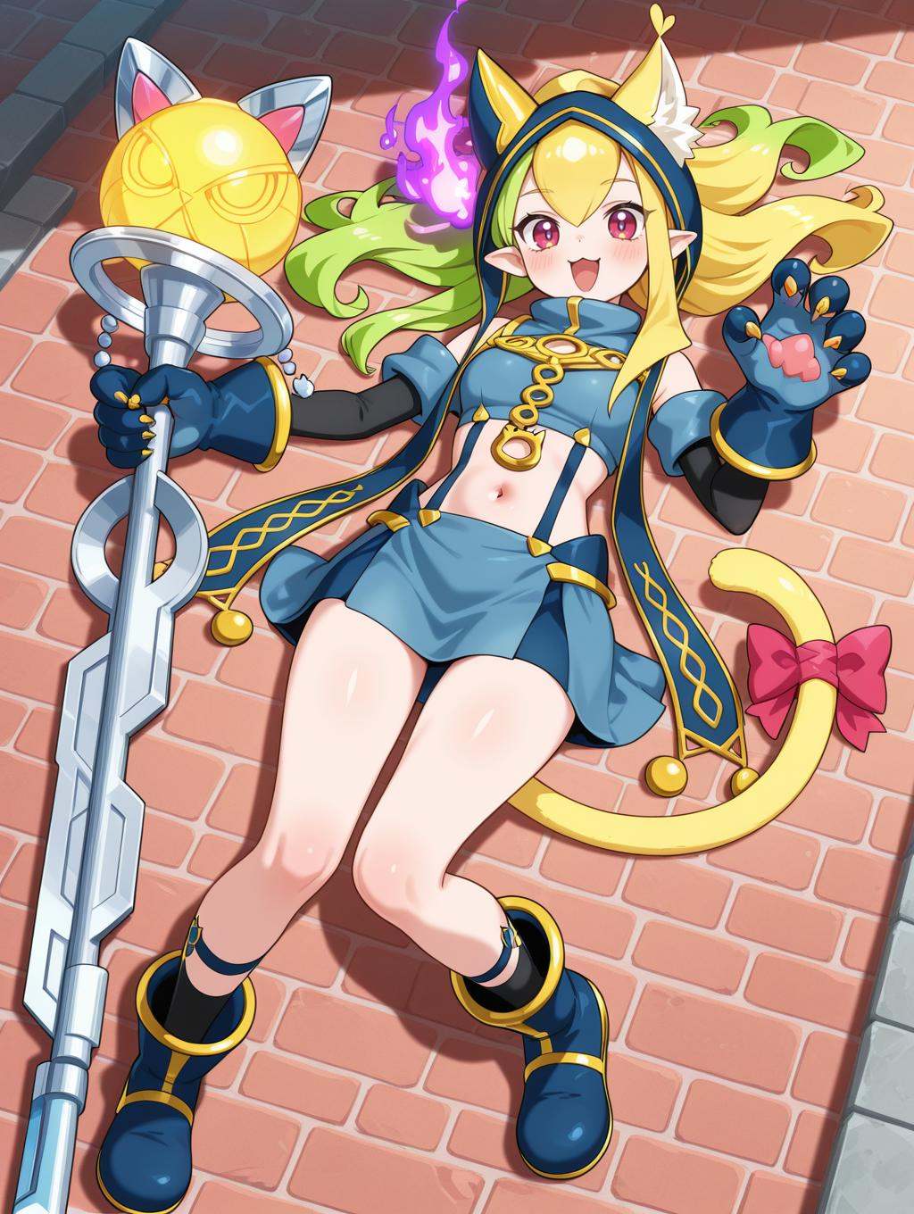 Sevens Road Charm Witch,  1girl,  pink tail bow on Tensor.Art