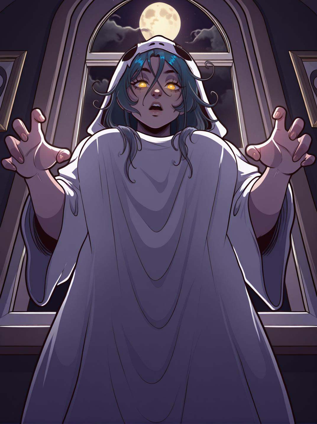 DarkraXL,  ghost costume,  messy hair on Tensor.Art
