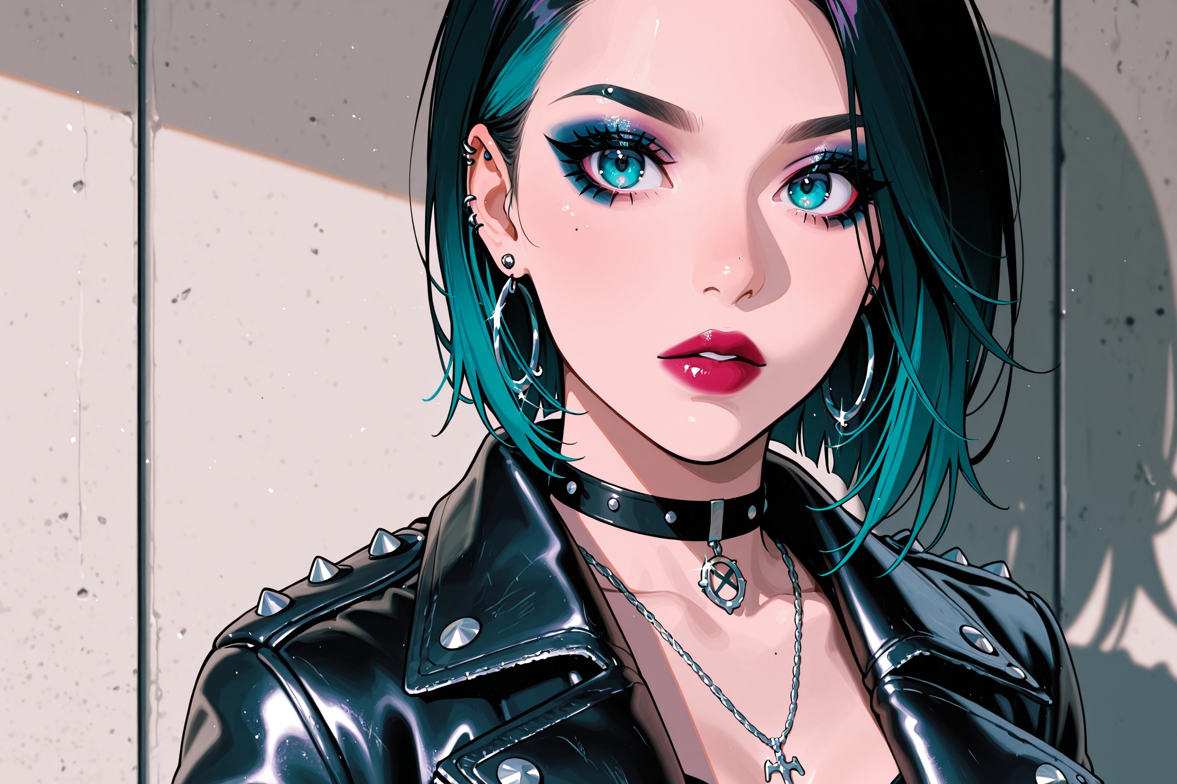 1girl,  leather,  jewelry on Tensor.Art