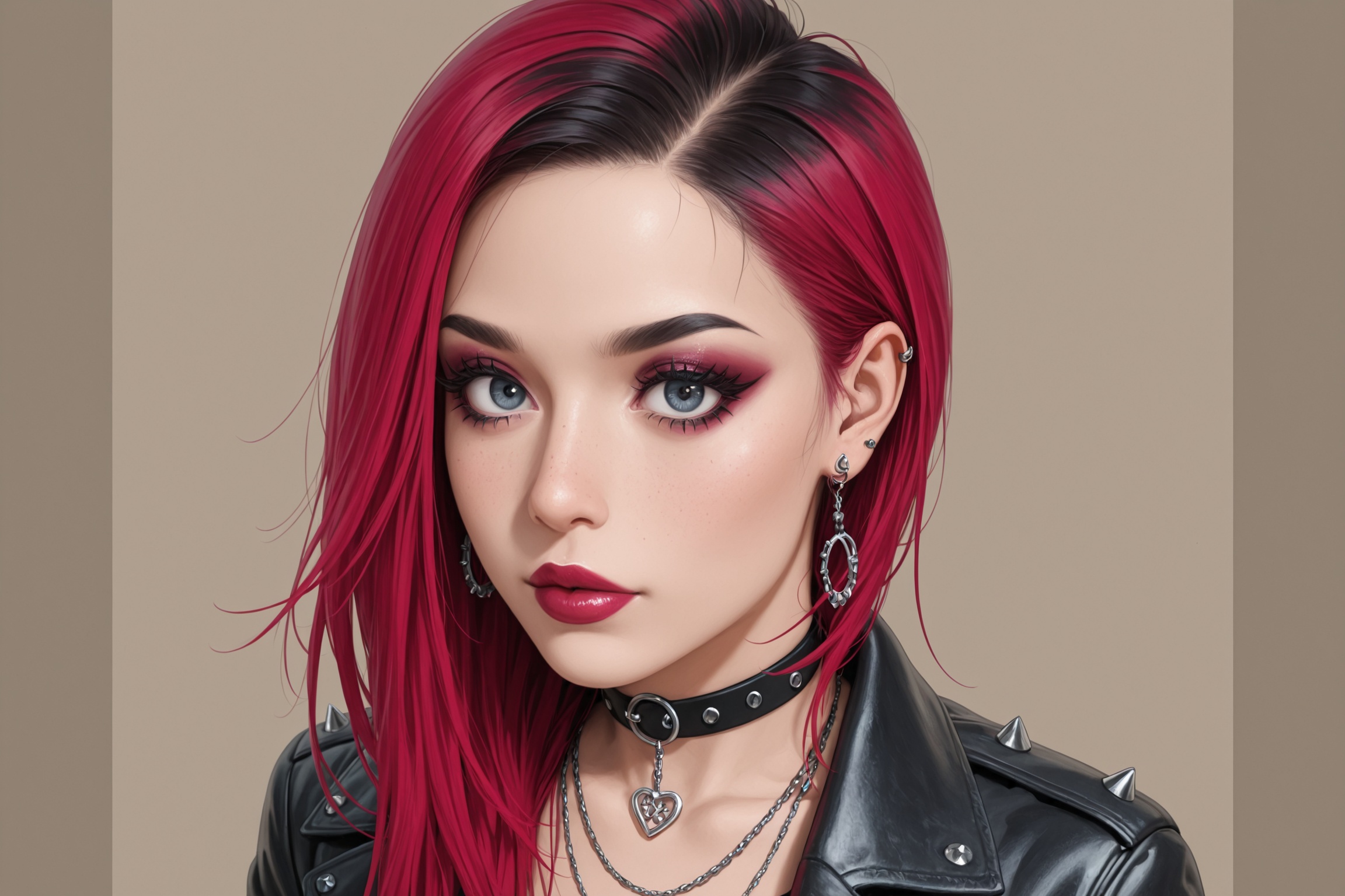 1girl,  leather,  jewelry on Tensor.Art