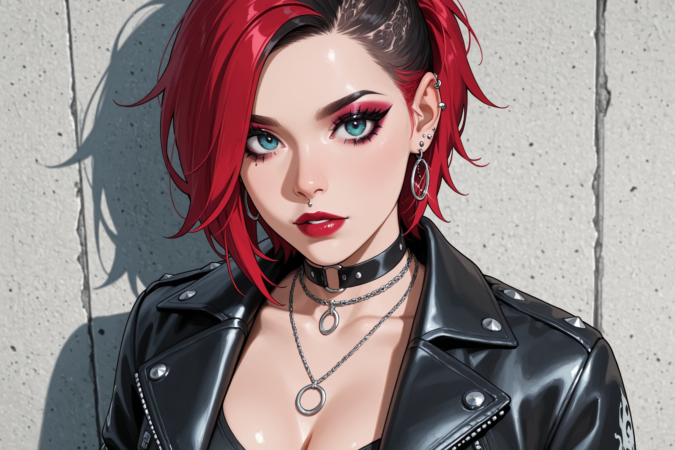 1girl,  leather,  jewelry on Tensor.Art