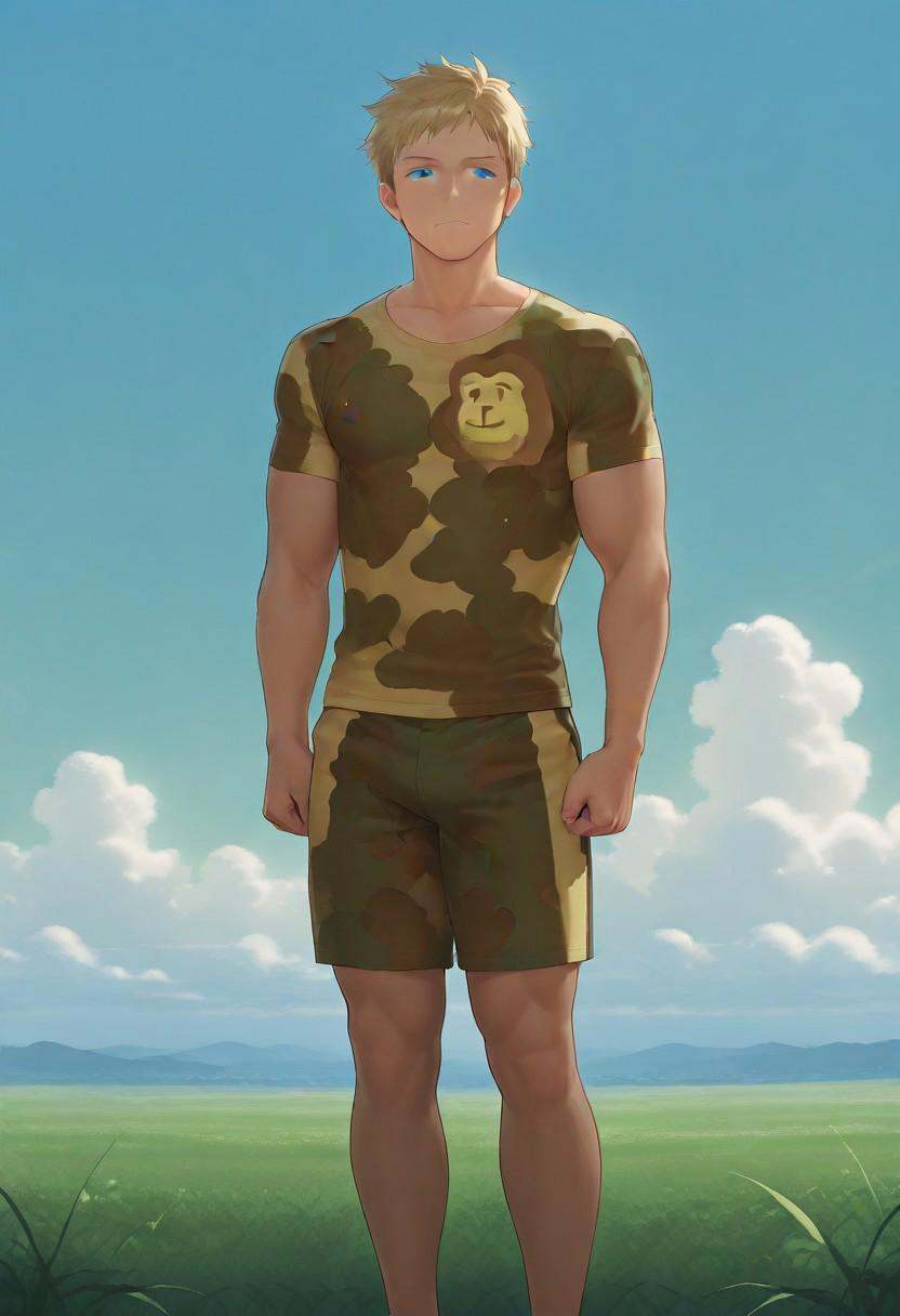 [正面+キャラ名:99],  It is bathed in light from the front.1boy,  solo on Tensor.Art