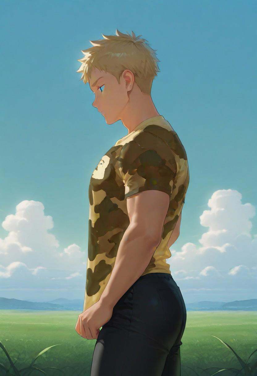 [正面+キャラ名:99],  It is bathed in light from the front.1boy,  solo on Tensor.Art