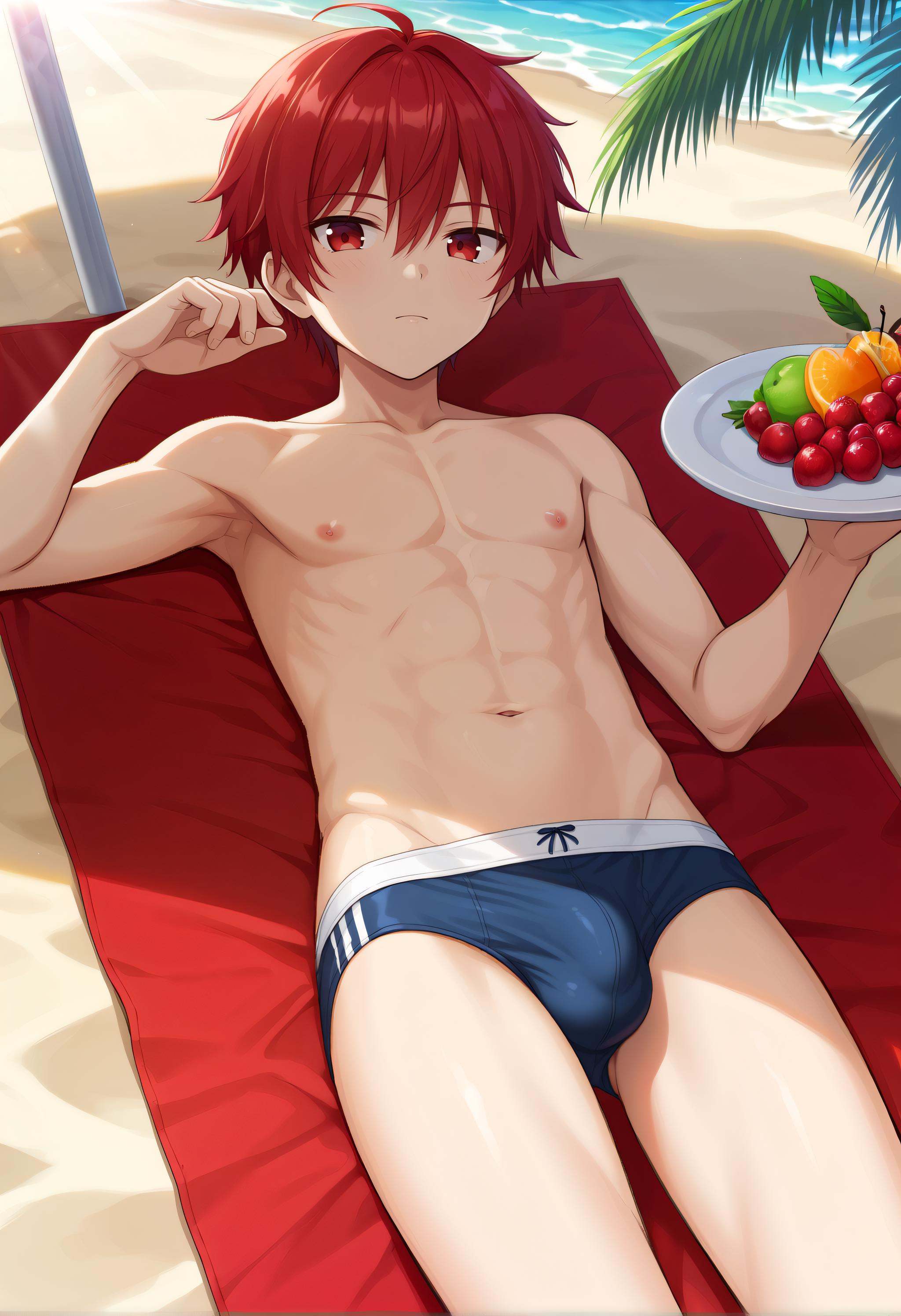 1boy,  solo,  red hair on Tensor.Art