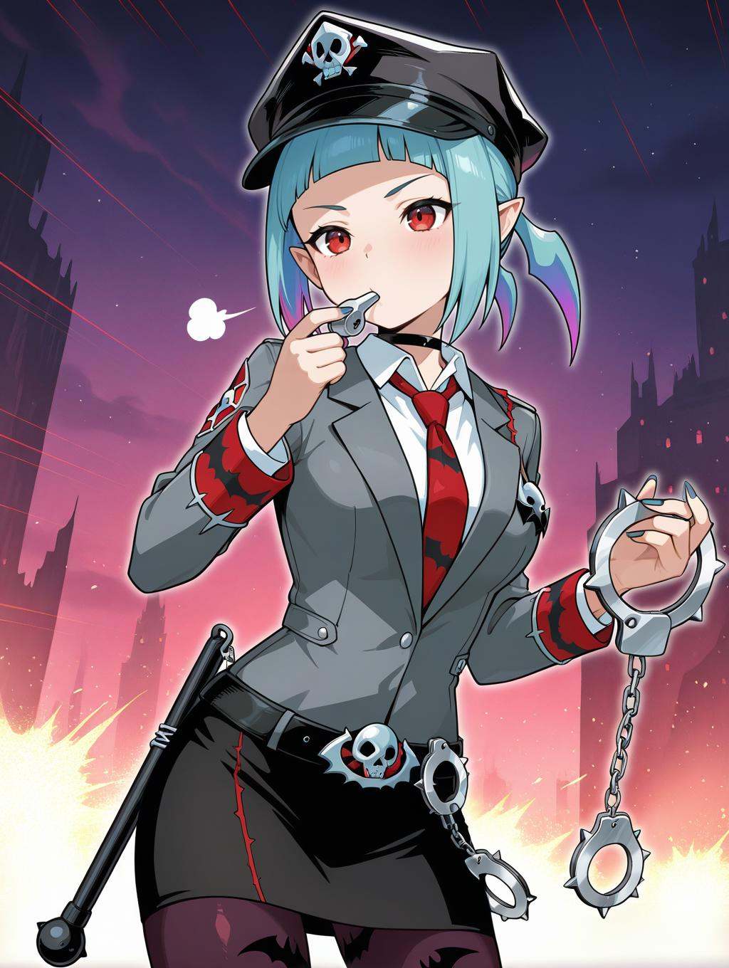 beat cop from the underworld,  1girl,  solo on Tensor.Art