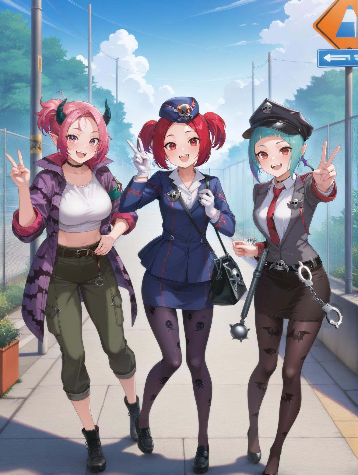3girls,  sign,  v on Tensor.Art