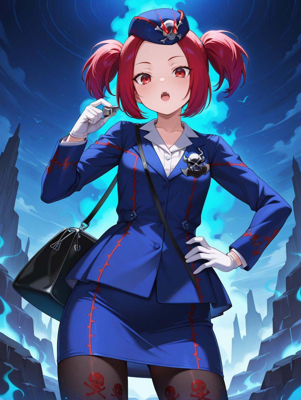 tour guide from the underworld,  blue jacket,  1girl on Tensor.Art