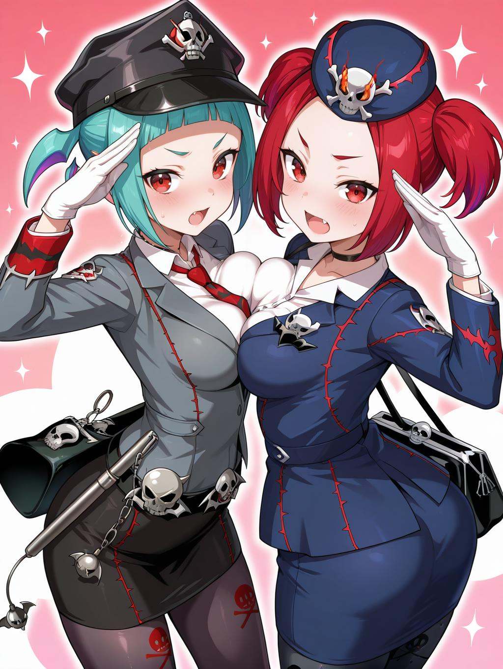 2girls,  breast press,  blush on Tensor.Art