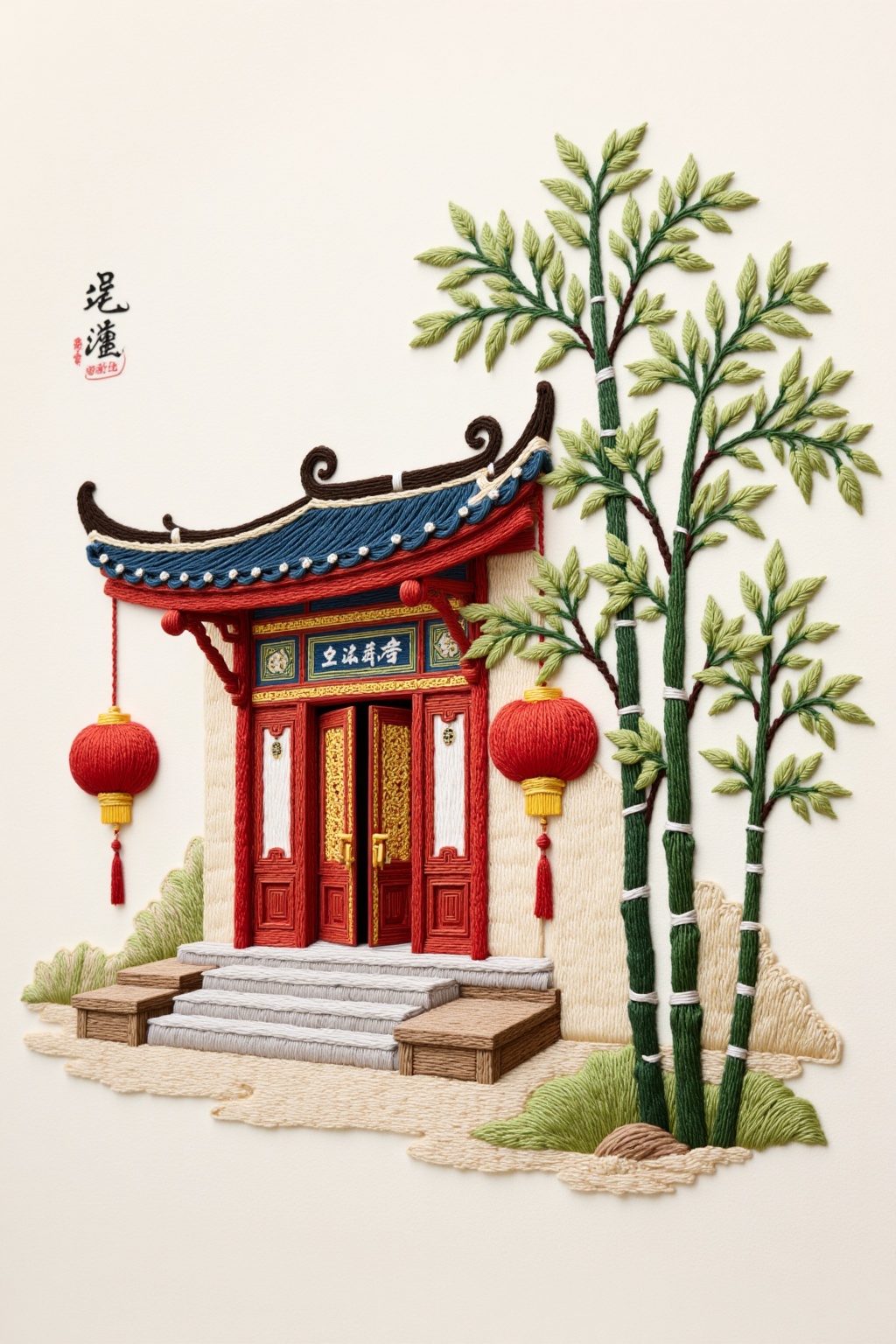 This exquisite embroidery painting is mainly composed of quaint Chinese pavilions. The silk thread delicately outlines the...