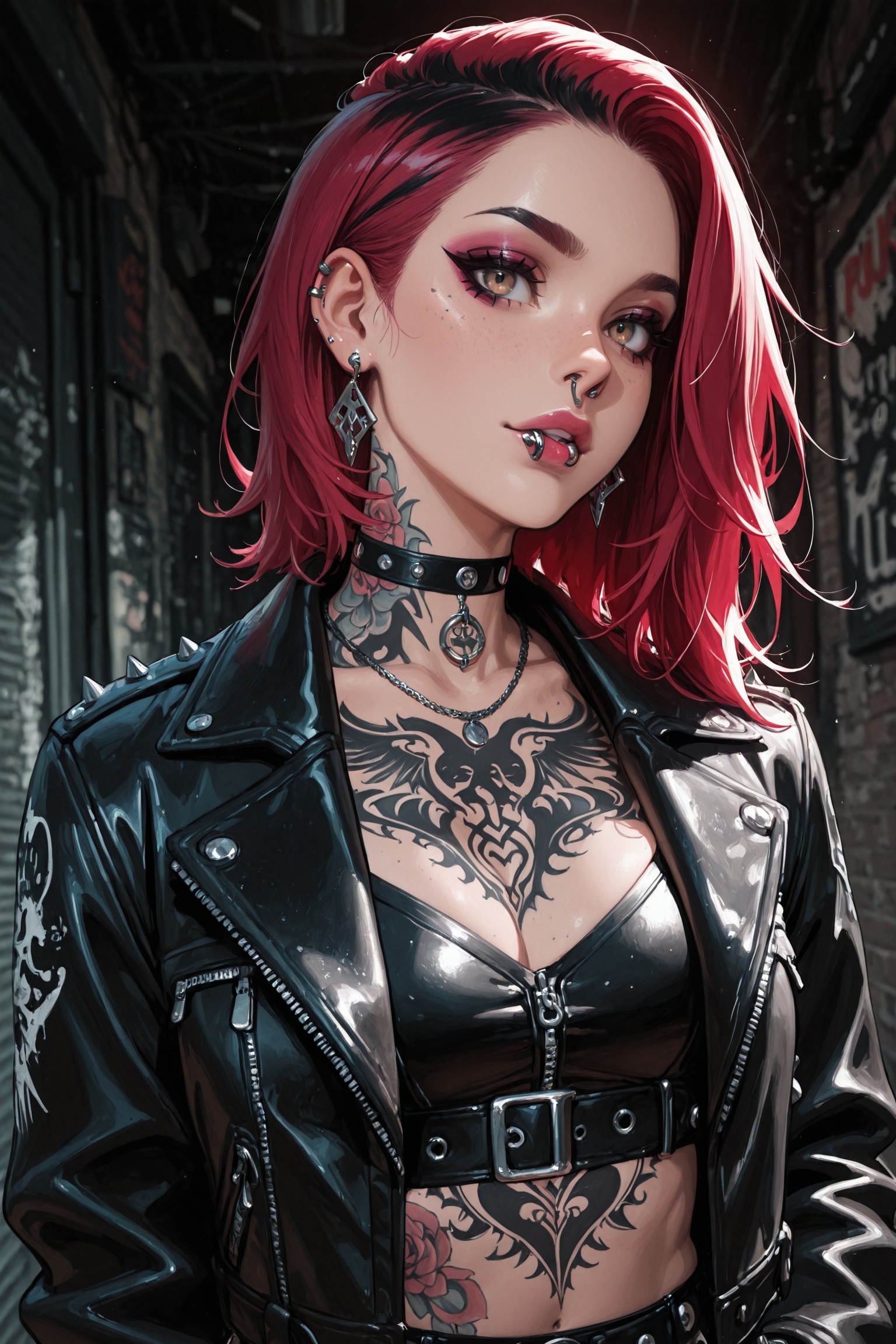 1girl,  leather,  jewelry on Tensor.Art