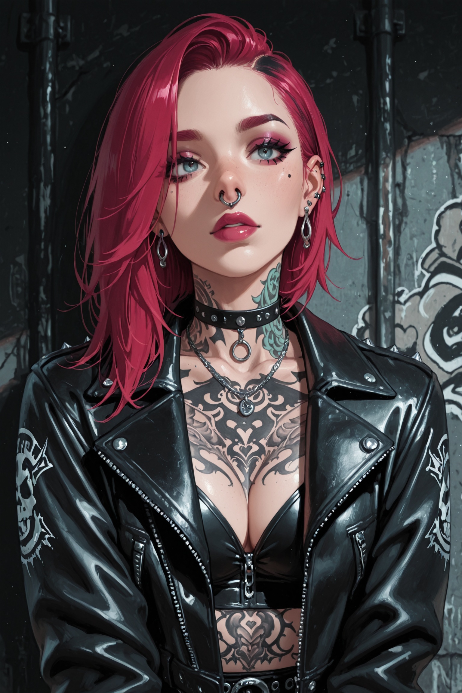 1girl,  leather,  jewelry on Tensor.Art