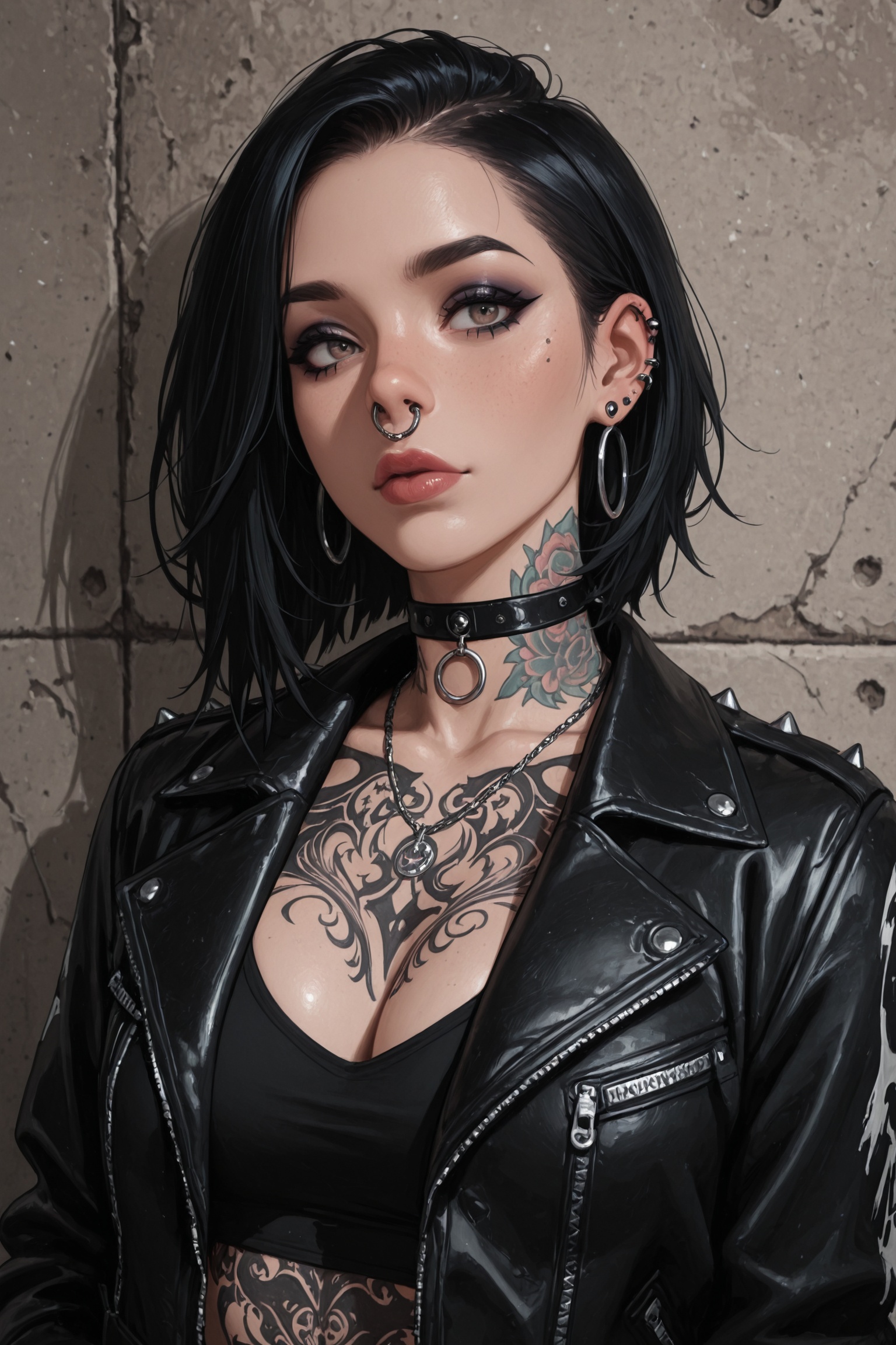 1girl,  leather,  jewelry on Tensor.Art