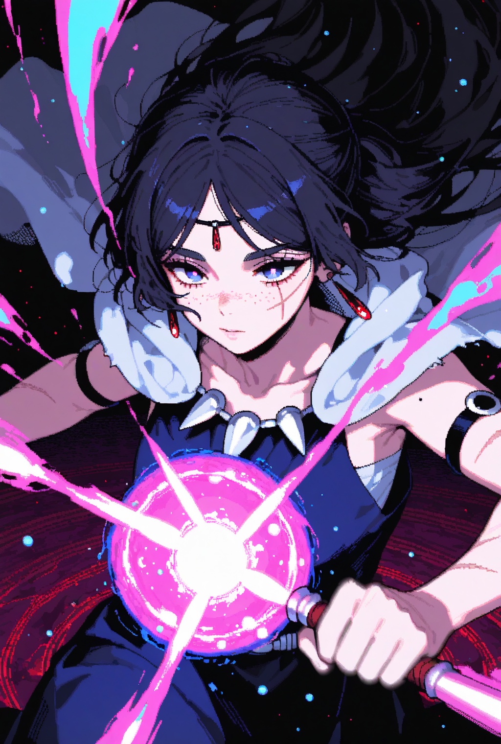 Princess mononoke,  frieren,  cinematic dramatic dynamic powerful ethereal flowing magic circles powers on Tensor.Art