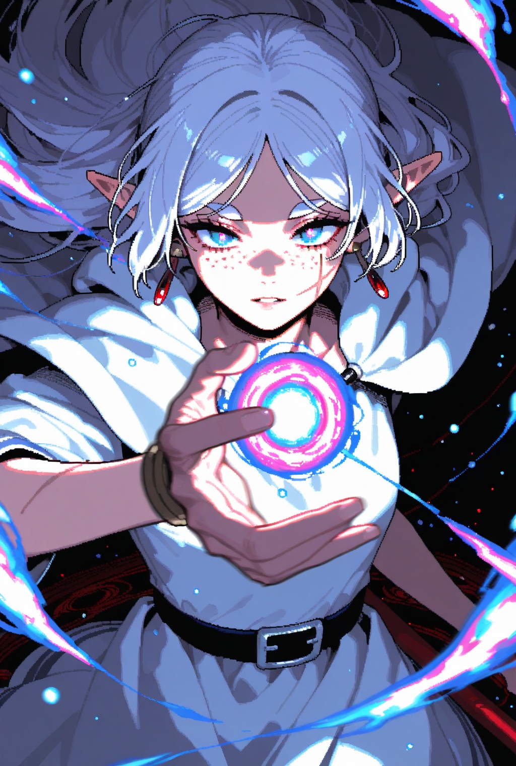 Princess mononoke,  frieren,  cinematic dramatic dynamic powerful ethereal flowing magic circles powers on Tensor.Art