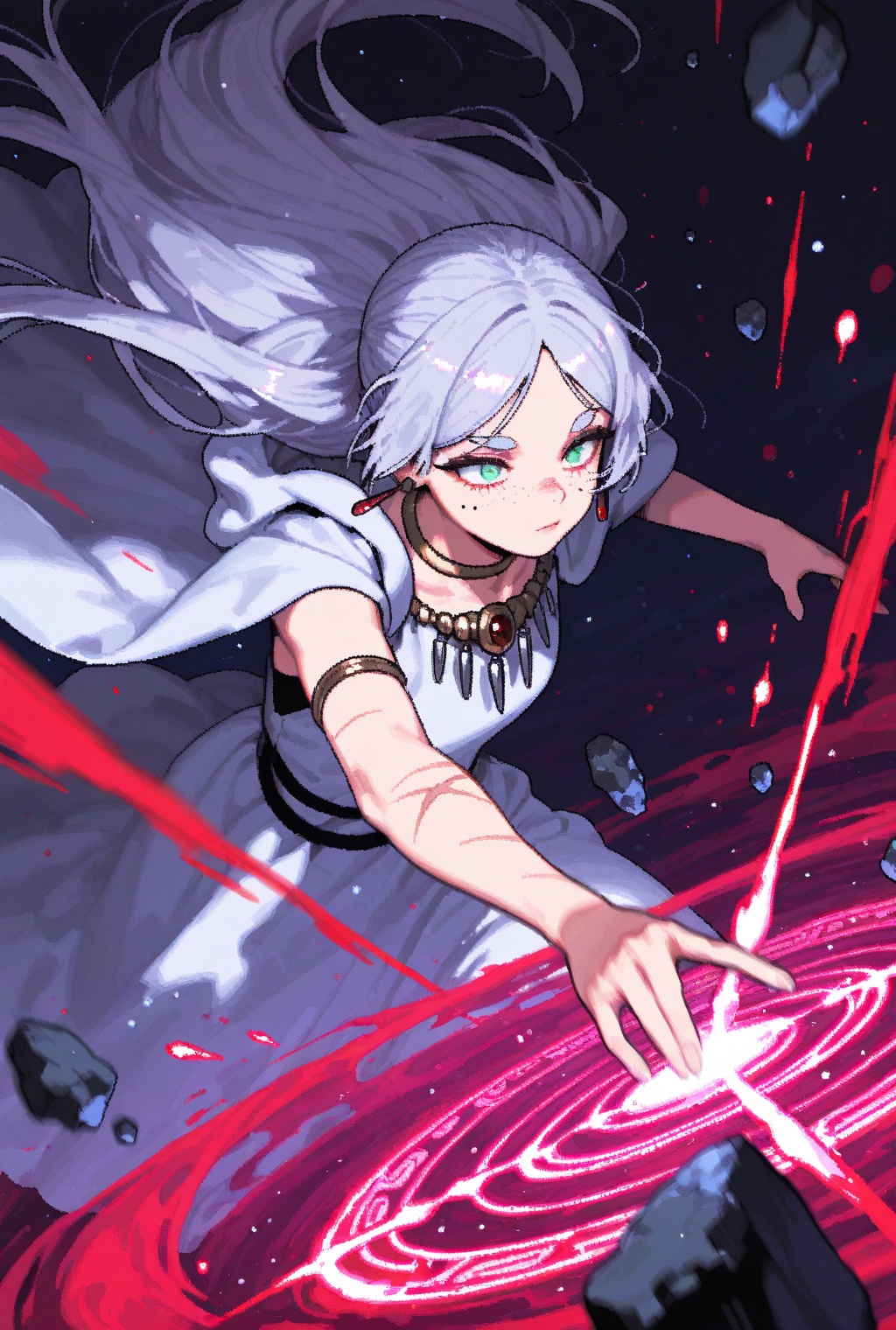 Princess mononoke,  frieren,  cinematic dramatic dynamic powerful ethereal flowing magic circles powers on Tensor.Art