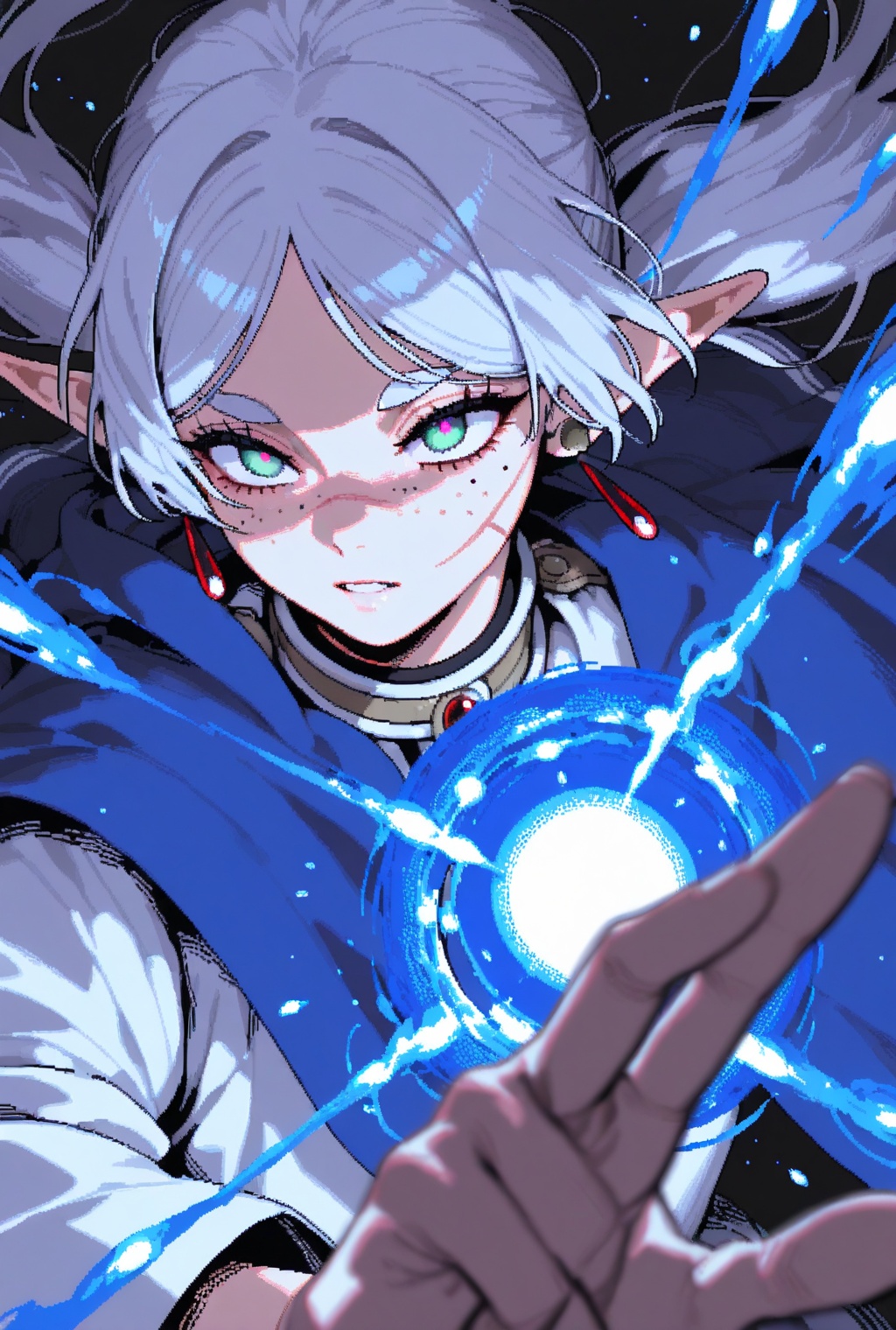 Princess mononoke,  frieren,  cinematic dramatic dynamic powerful ethereal flowing magic circles powers on Tensor.Art