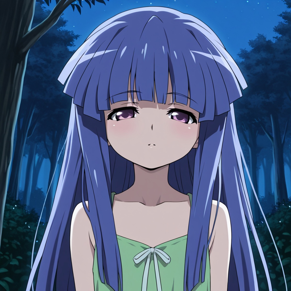 Furude Rika (higurashi no naku koro ni),  blue hair,  long hair on Tensor.Art