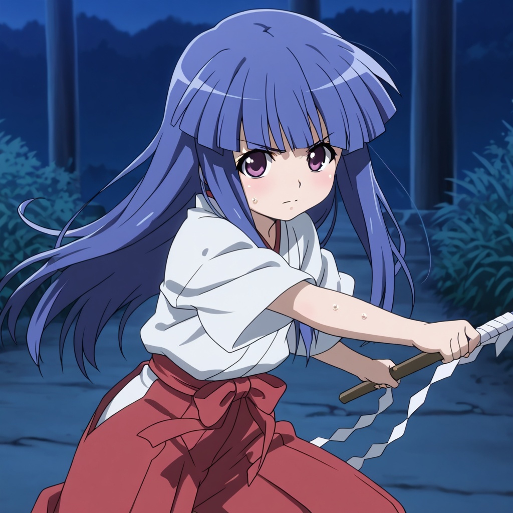 Furude Rika (higurashi no naku koro ni),  blue hair,  long hair on Tensor.Art