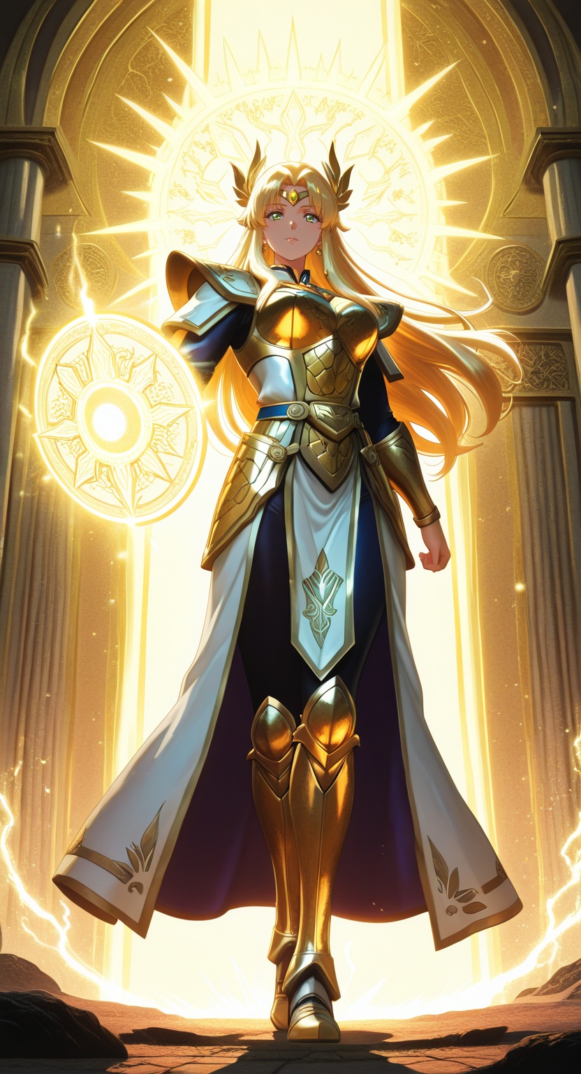 divine anime warrior woman,  radiant and heroic presence,  epic anime fantasy aesthetic on Tensor.Art