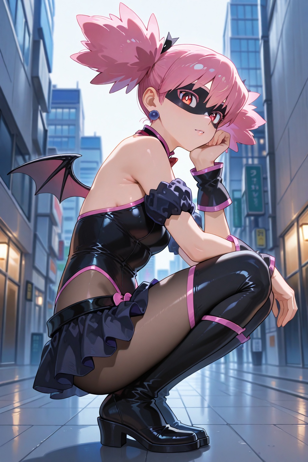 haneyama kazuho,  1girl,  bat wings on Tensor.Art