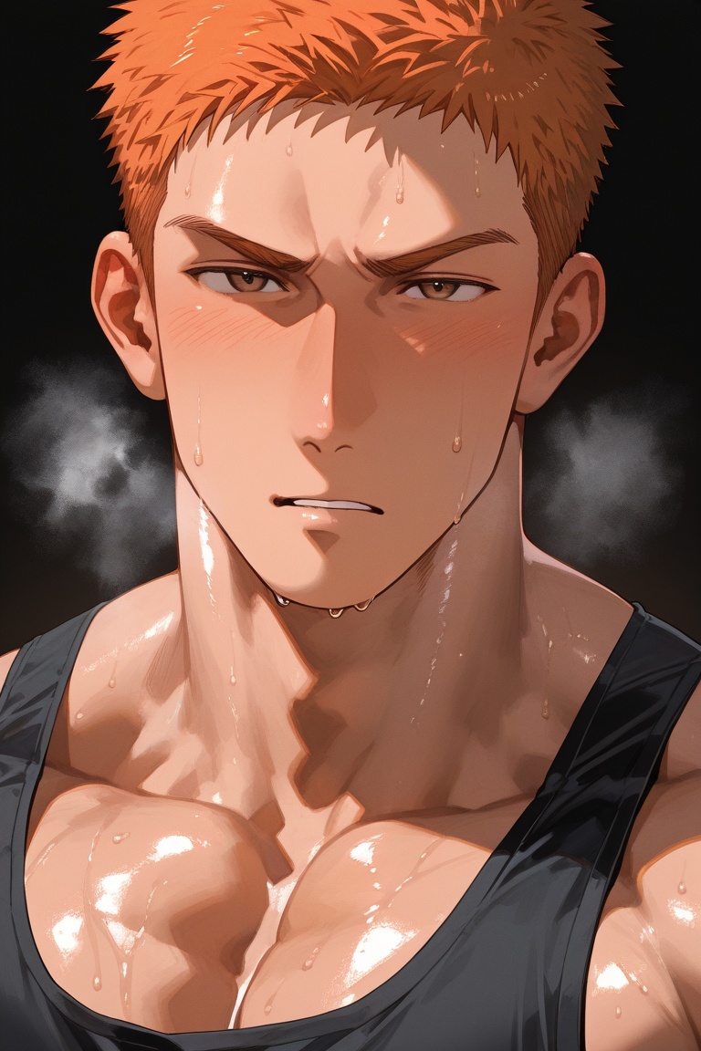 1boy,  Touma_Mita,  orange hair on Tensor.Art