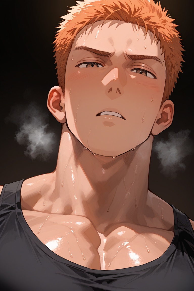1boy,  Touma_Mita,  orange hair on Tensor.Art