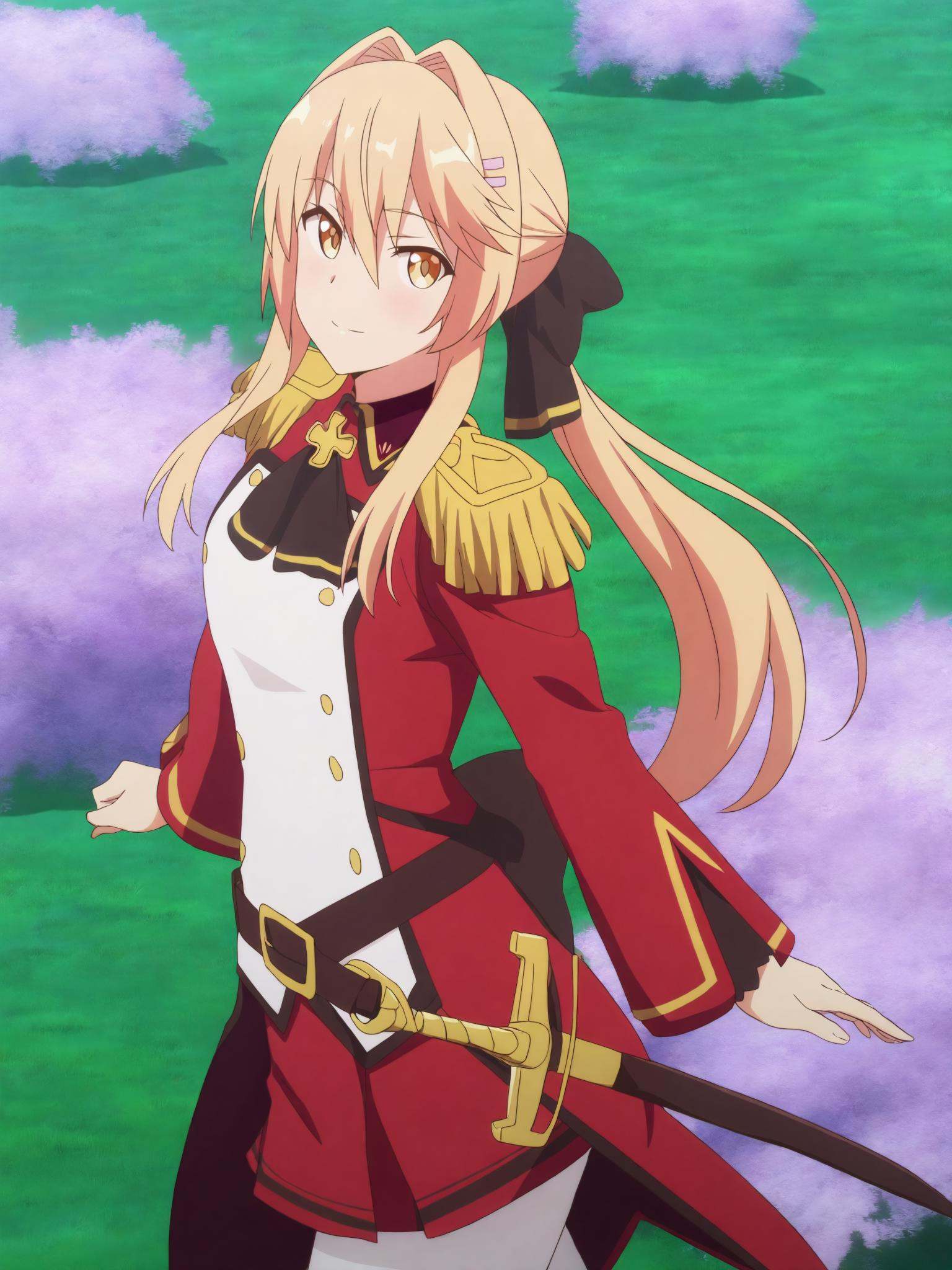 15_Liscia_MilitaryUniform,  long Blonde hair tied to ponytail,  hair between eyes on Tensor.Art