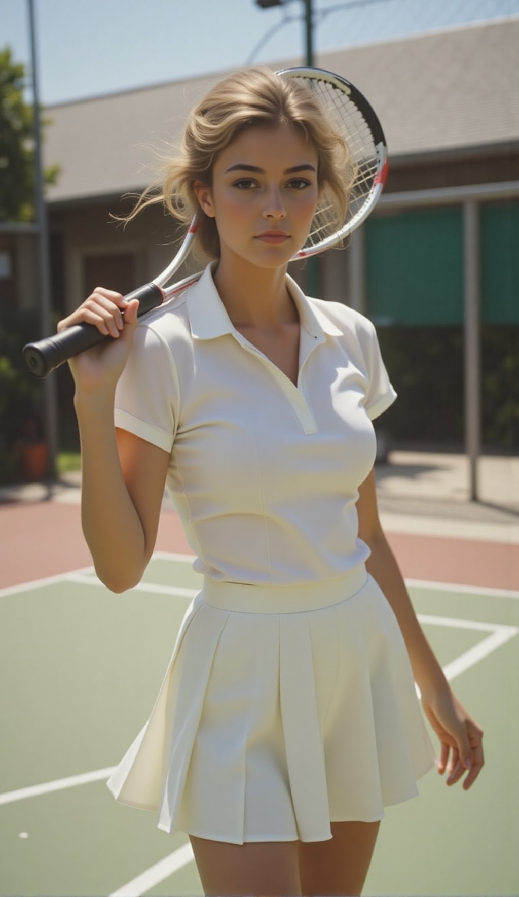 a young woman,  high fashion model,  modern tennis outfit on Tensor.Art