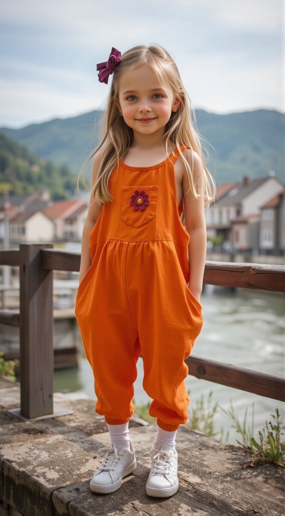 photorealistic,  full body Photography of a little 8 years old girl,  blue eyes smile on Tensor.Art