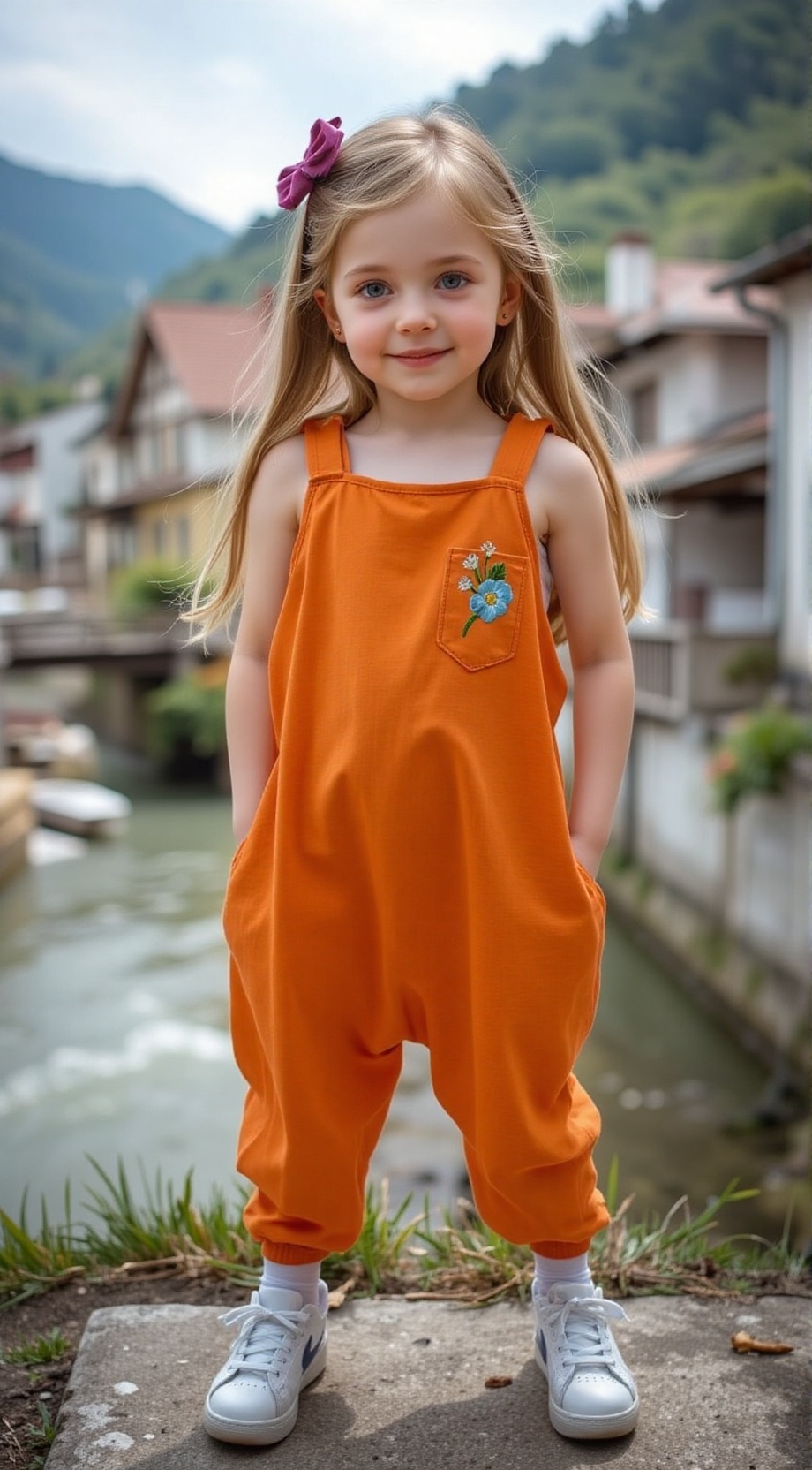 photorealistic,  full body Photography of a toddler 4 years old girl,  blue eyes smile on Tensor.Art