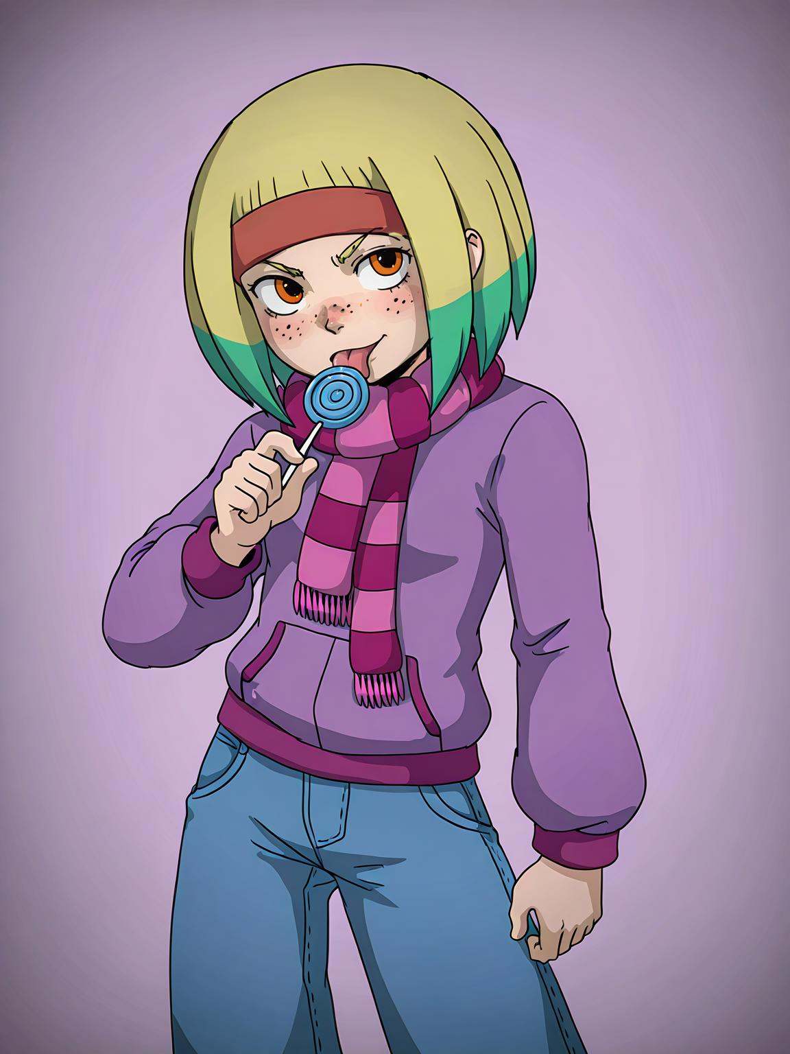 judasavalon1girl,  blonde hair,  green highlights on Tensor.Art
