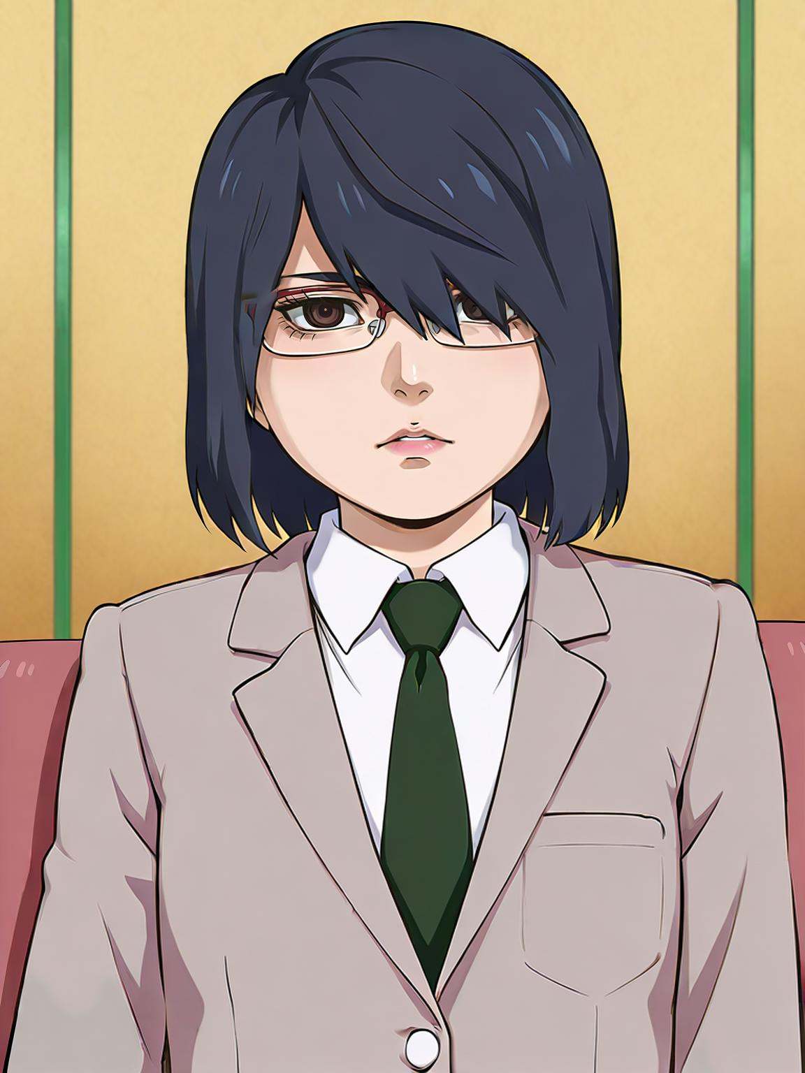 1girl naruborustyle jsaori,  black hair,  hair covering one eye on Tensor.Art