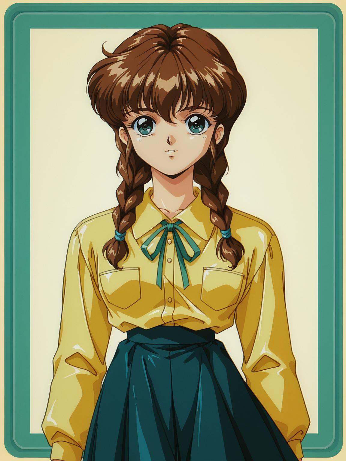 reikomikogami,  brown hair,  twin braids on Tensor.Art