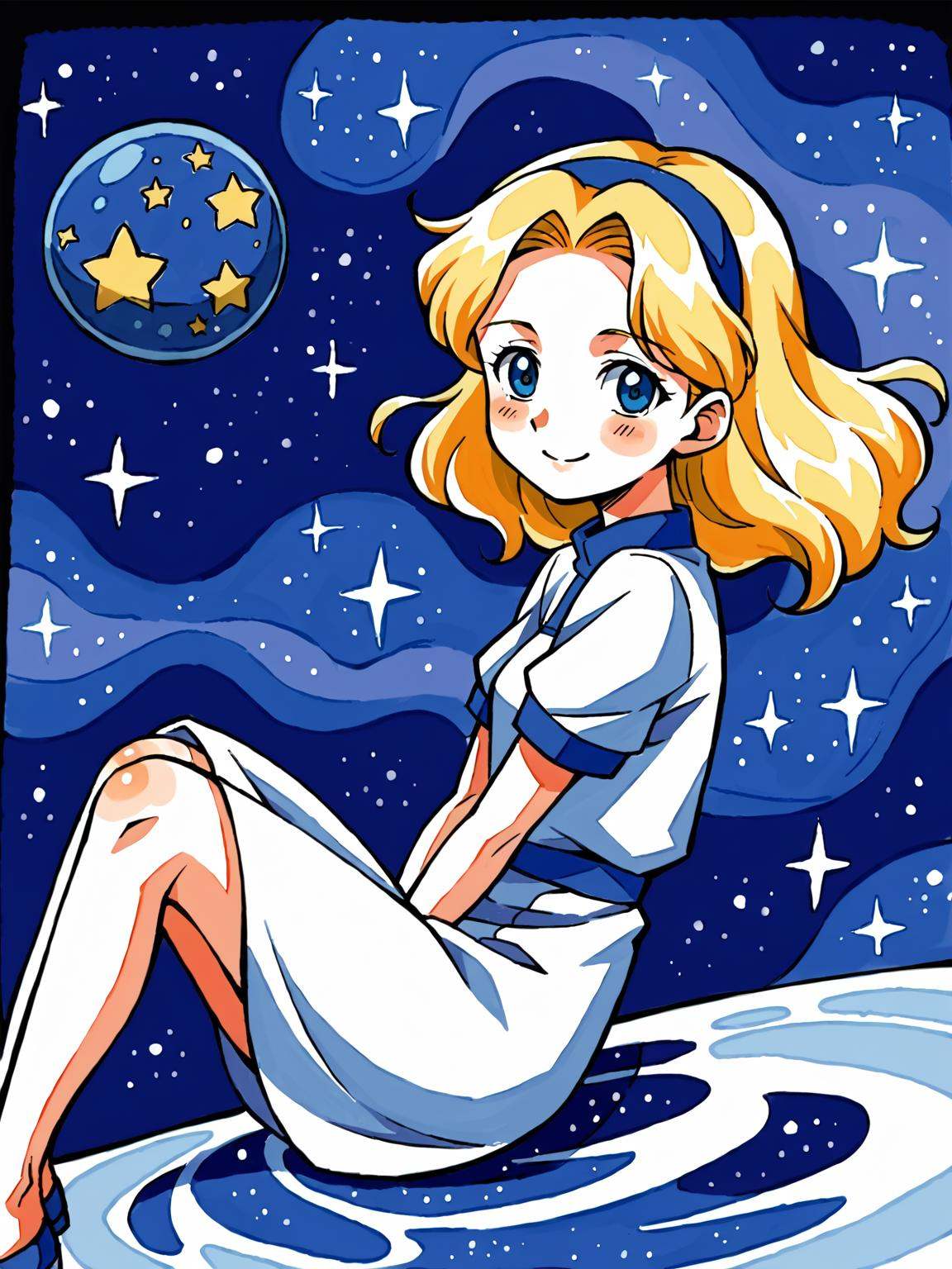 laying on side,  ripples,  outer space on Tensor.Art