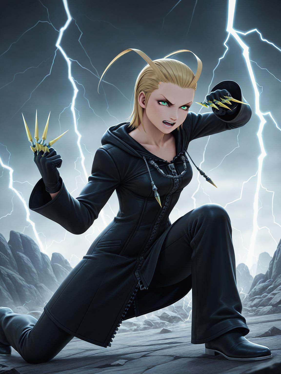larxene,  action,  fighting pose on Tensor.Art