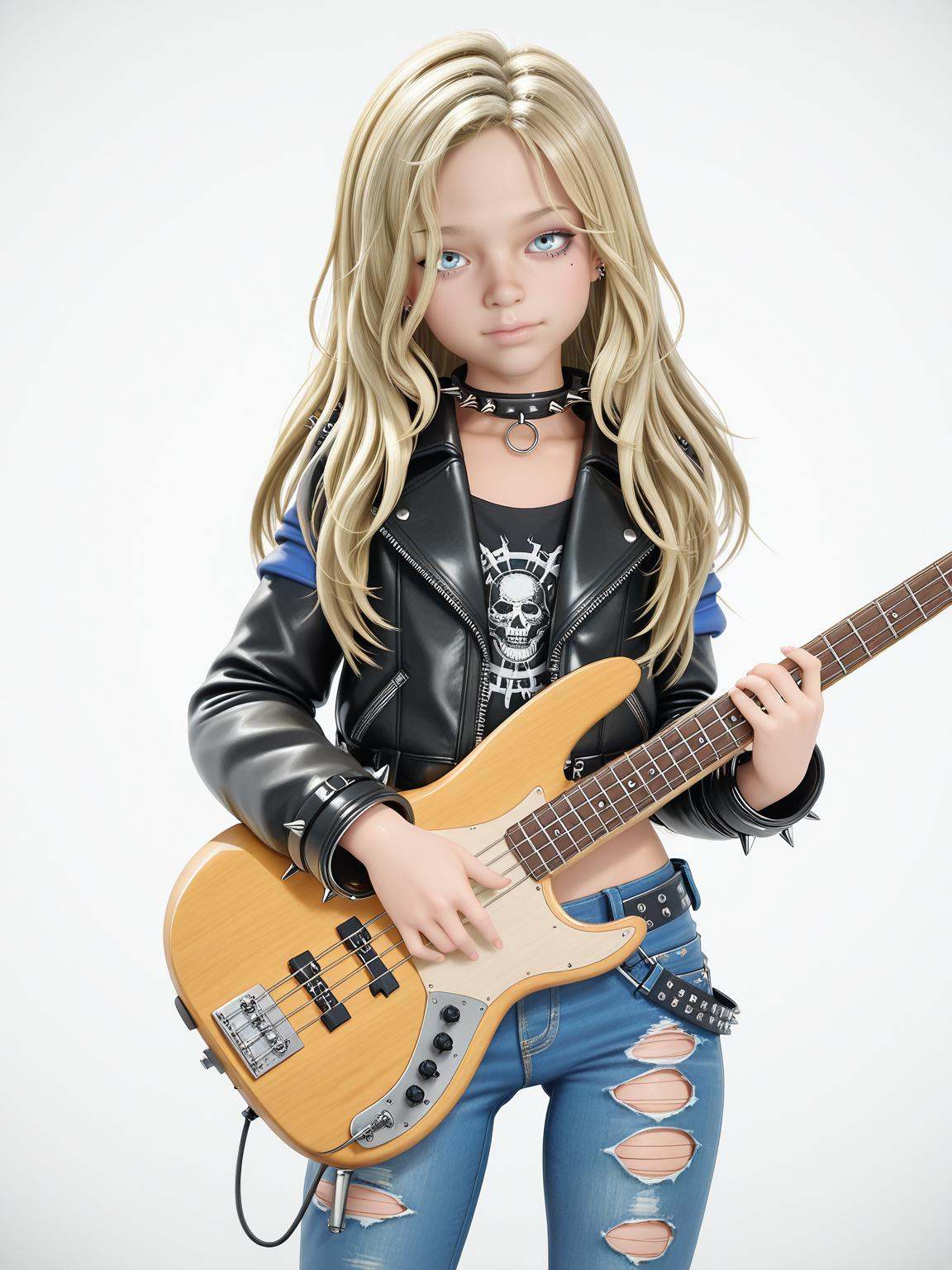 xdianaxblonde hair,  blue eyespunk clothes,  black leather jacket on Tensor.Art