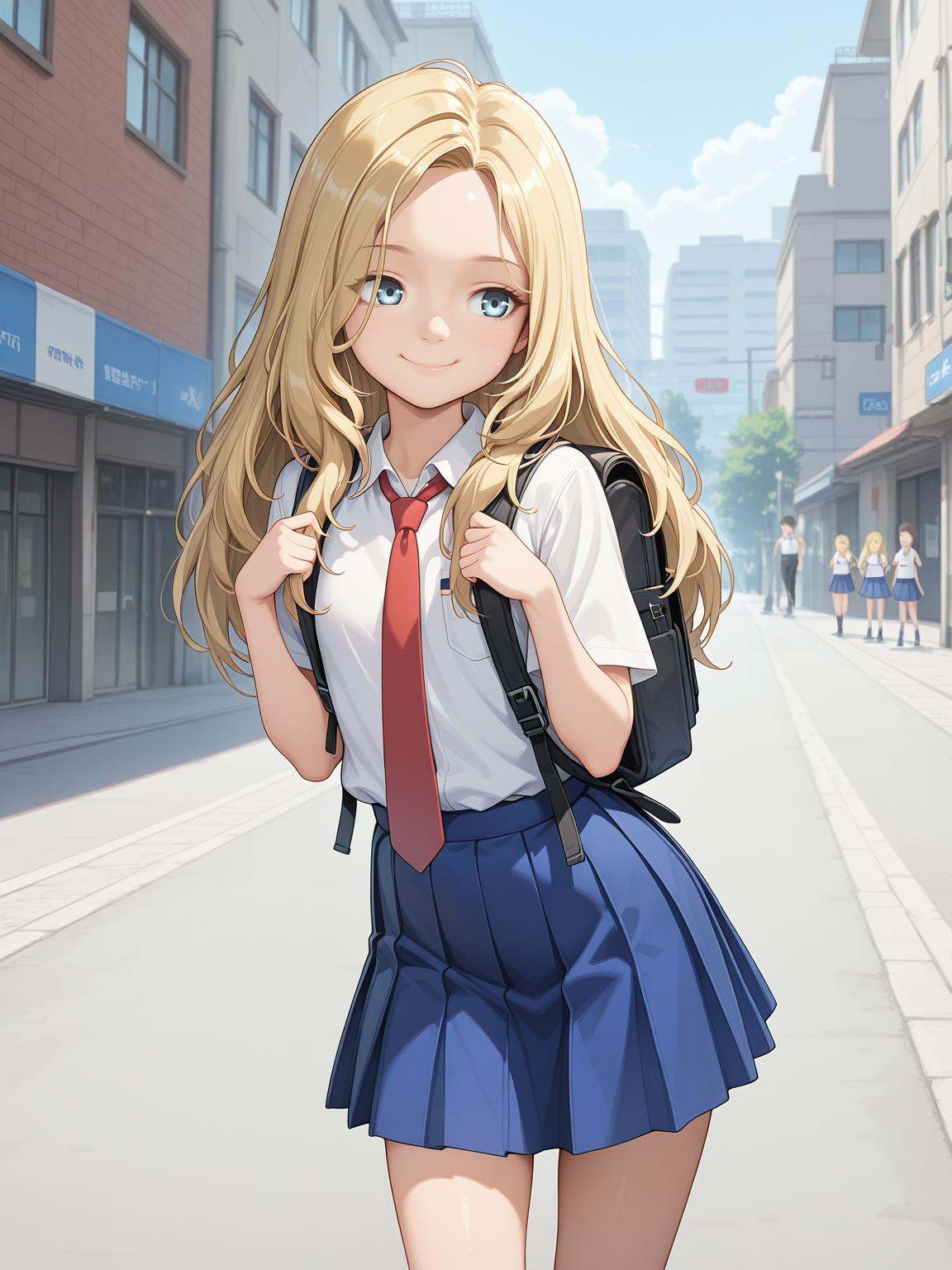 xdianaxblonde hair,  blue eyeswhite shirt,  red necktie on Tensor.Art