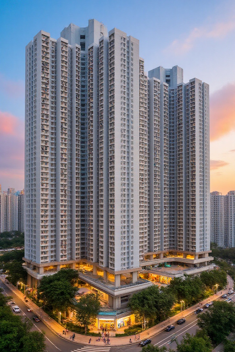 ((one public housing tower without podium on ground)),  , on Tensor.Art