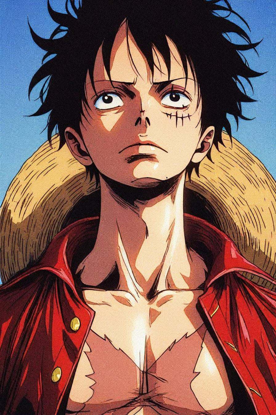 Luffy,  red jacket,  scar on chest on Tensor.Art