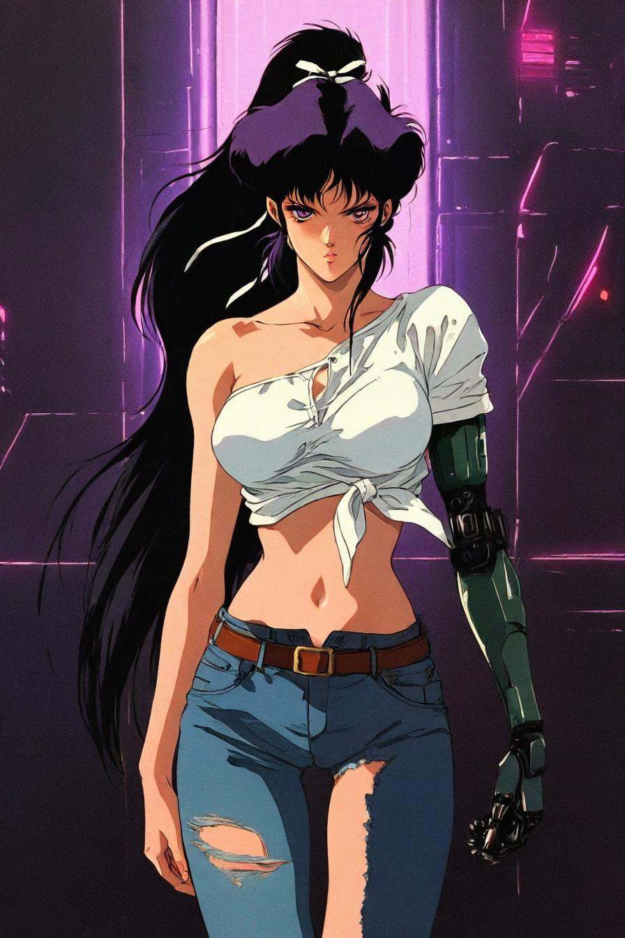 looking at the viewer,  asymmetrical clothes,  navel on Tensor.Art