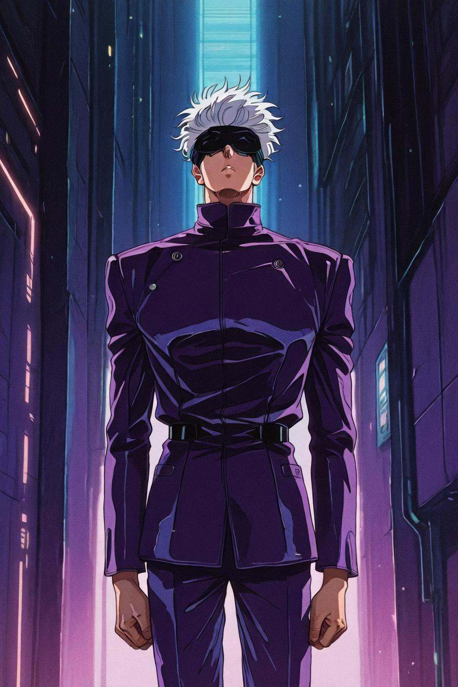 gojou satoru,  white hair,  purple pants on Tensor.Art
