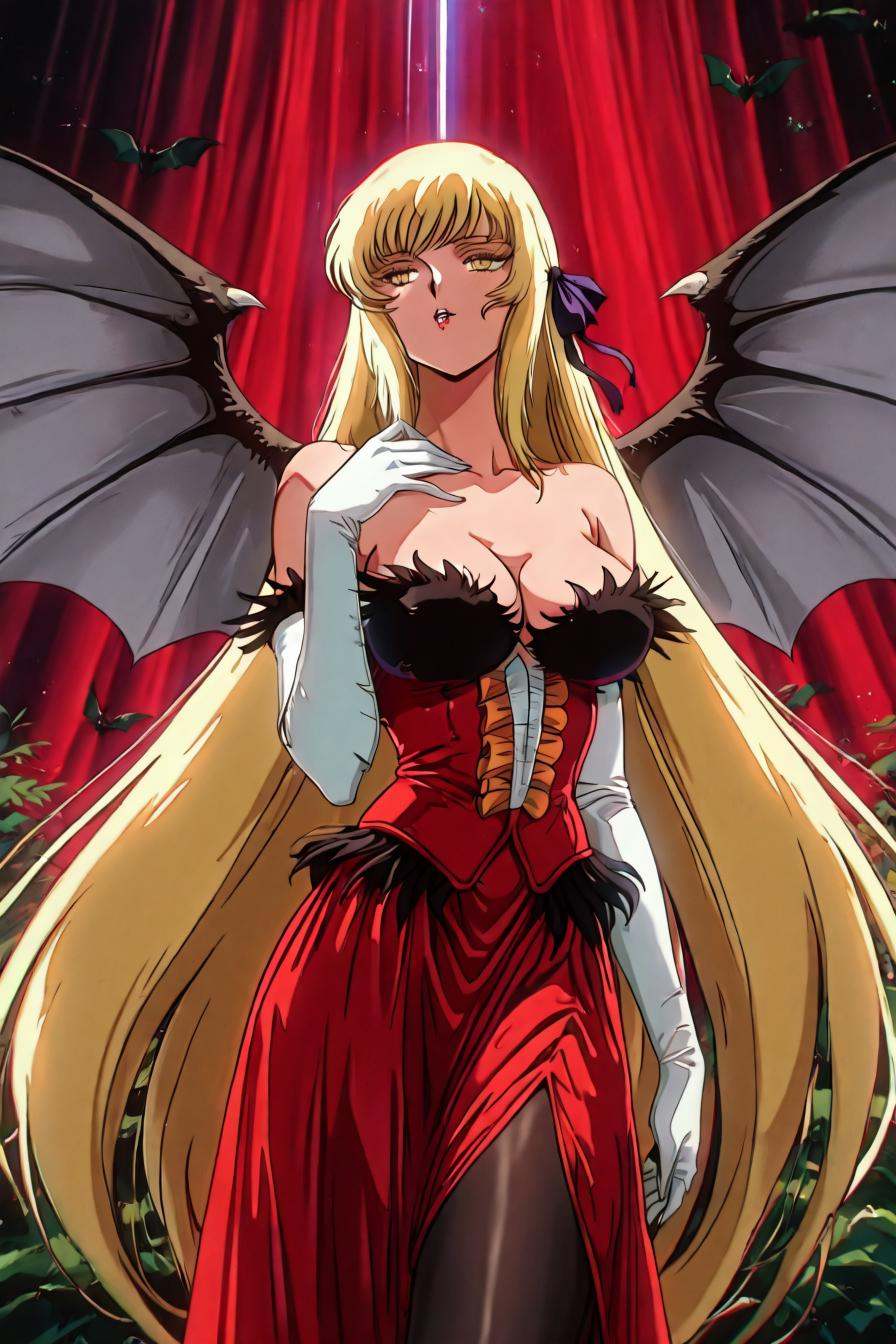 kiss-shot acerola-orion heart-under-blade,  very long hair,  blonde hair on Tensor.Art