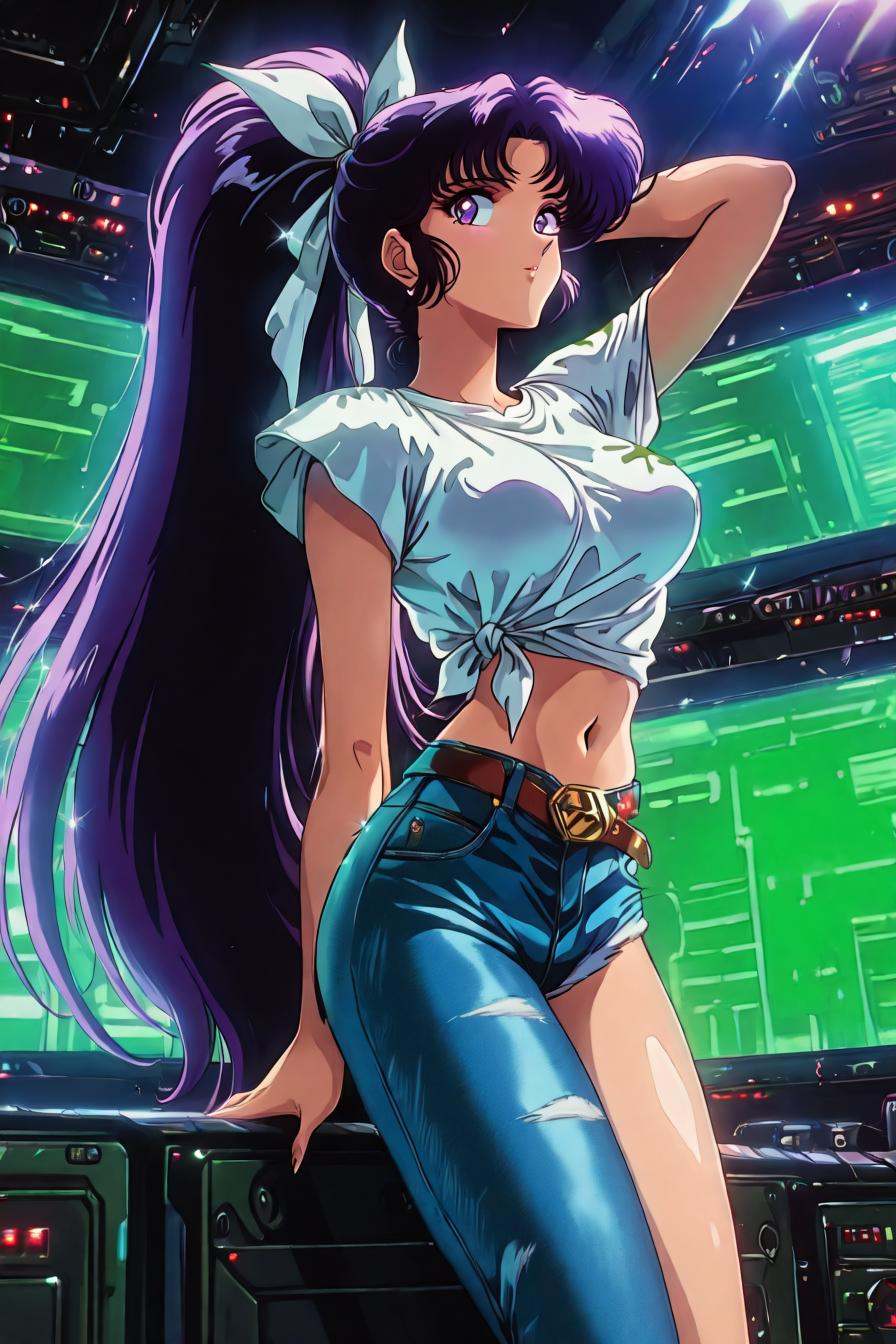 looking at the viewer,  asymmetrical clothes,  navel on Tensor.Art