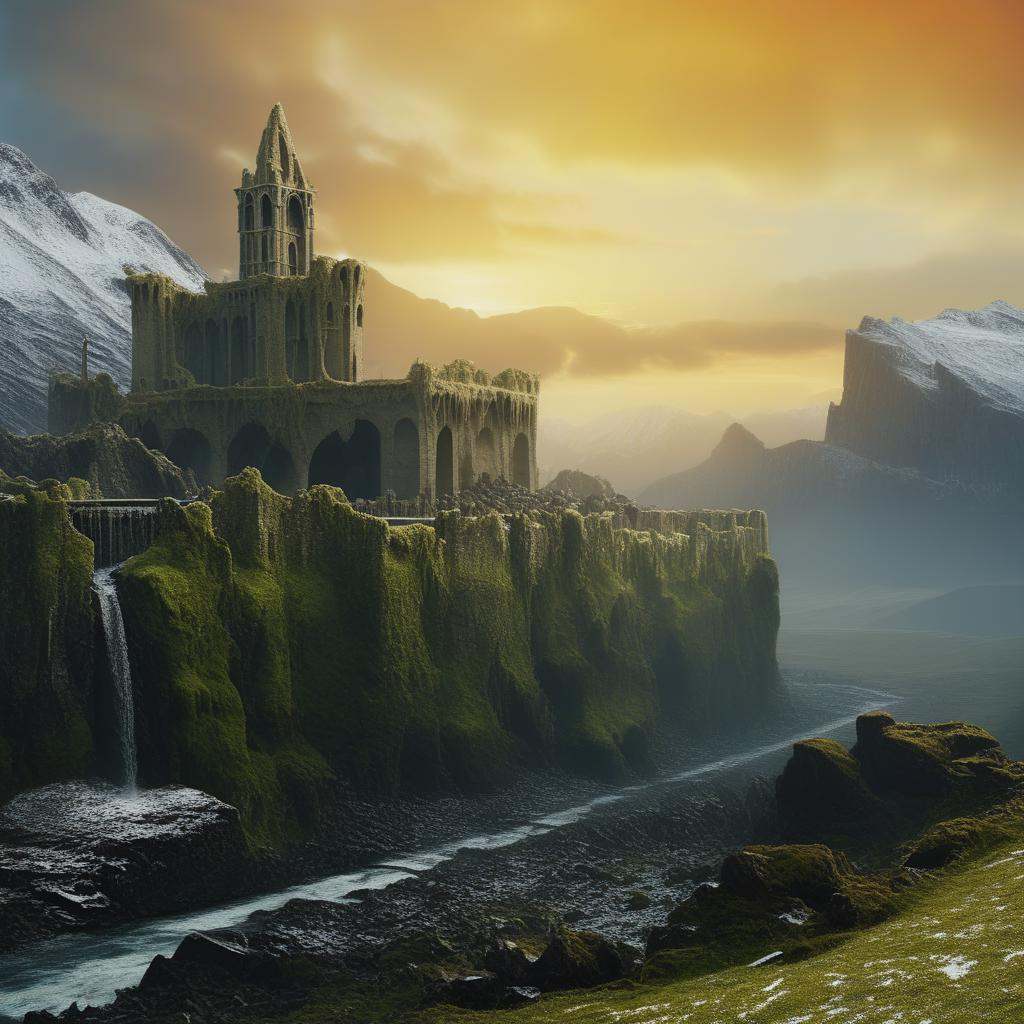 city,  castle,  waterfall on Tensor.Art