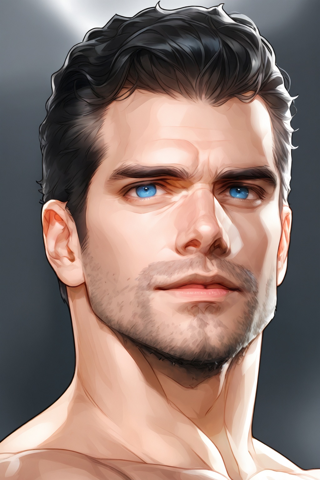 Henry Cavill,  black hair,  blue-gray eyes on Tensor.Art
